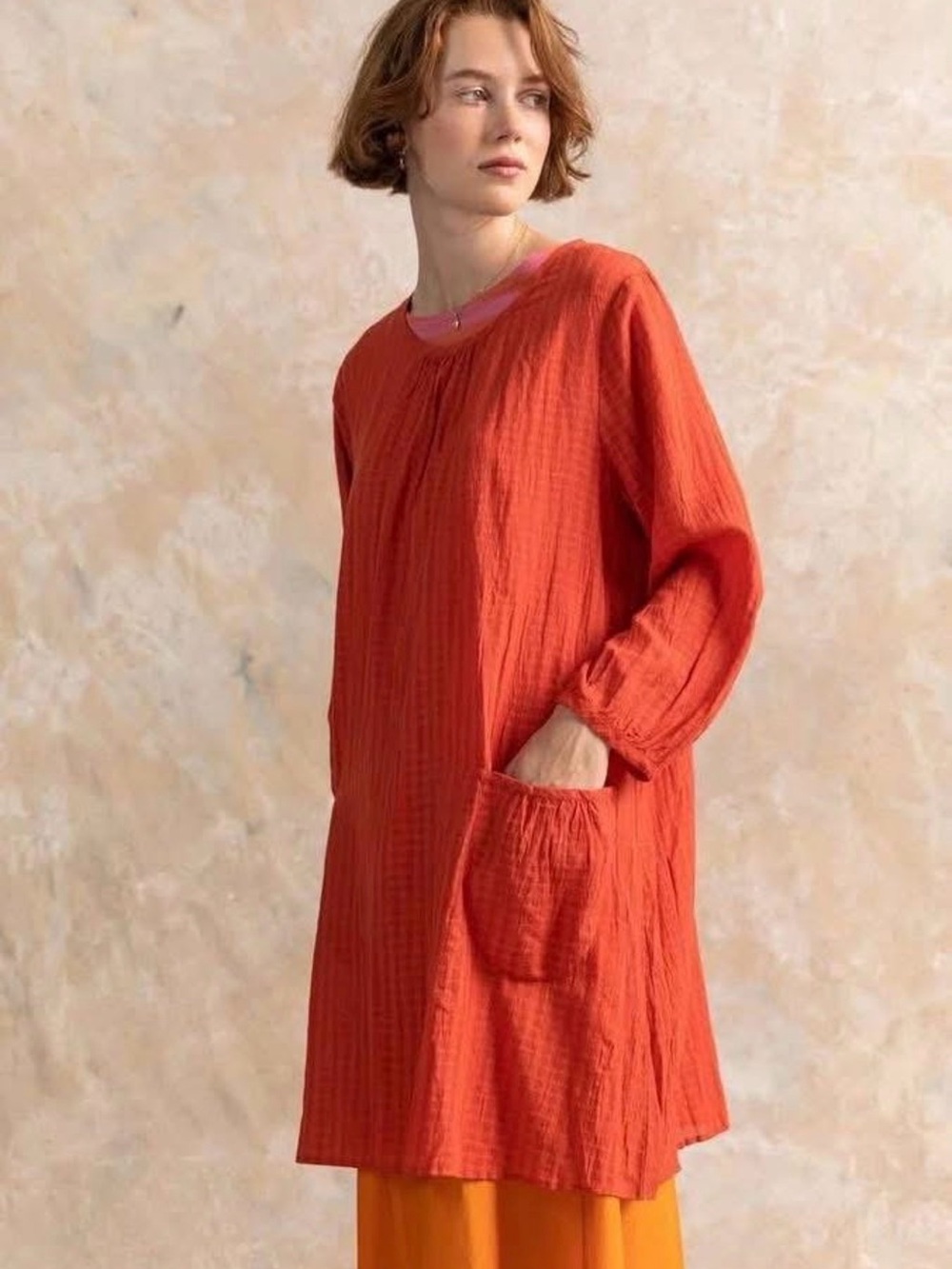 Gudrun Sjöden Orange-Rust Long-Sleeve Tunic M